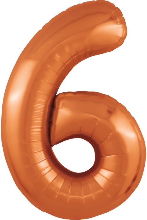 Шар Цифра "6" Slim, Папайя (в упаковке)