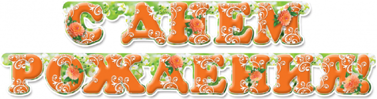 Гирлянда буквы "С Днем Рождения" Оранжевые хризантемы