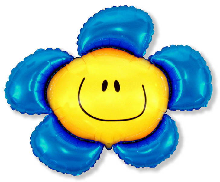 Шар фигура, Цветочек (солнечная улыбка) синий / Flower, в упаковке